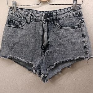 BDG Black Acid Wash Highwasted Cheeky Shorts